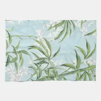 Modern Bamboo Pattern Flower Blue & Green Kitchen Towel