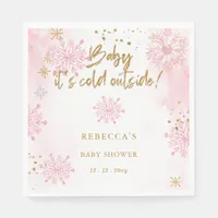 Pink Baby its Cold Outside Winter Baby Shower Napkins