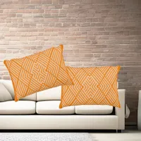 Modern striped pattern in shades of orange accent pillow