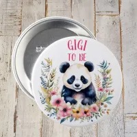 Panda Bear in Flowers Baby Shower Gigi to be Button