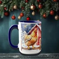 Cute Rustic Christmas Chicken Mug