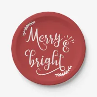 merry and bright Christmas Holiday Paper Plates