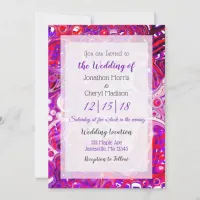 Red and Purple Fluid Art Wedding Invitation