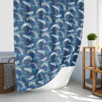 Underwater Dolphins and Fish Swimming Shower Curtain