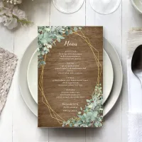 Rustic Wood Eucalyptus Greenery Gold Wedding Menu