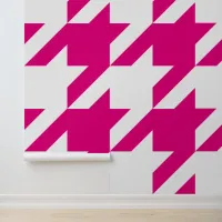 Huge White and Hot Pink Houndstooth  Wallpaper