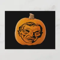 Jack o' Lantern Vampire Face, Halloween Pumpkin Postcard