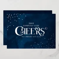 Midnight Blue Elegant Christmas New Year Cheers Foil Holiday Card