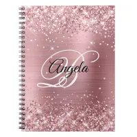 Glittery Light Pink Foil Fancy Monogram Notebook