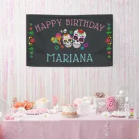 Personalized Day of the Dead Theme Birthday Party Banner