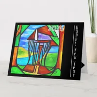 Happy New Year - Abstract - Cabin in the forest Card