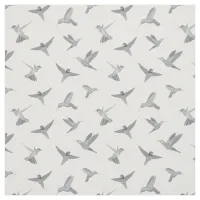 Gray White Hummingbird Pattern Fabric