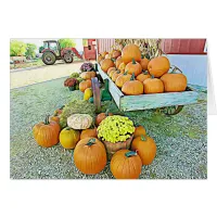 Pretty Pumpkins and Flowers Halloween Fall Card