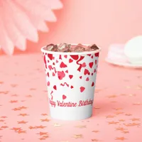 Valentine Birthday Red Confetti Heart Personalized Paper Cups