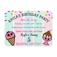 Whimsical Ice Cream and Sprinkles Girl's Birthday Magnet