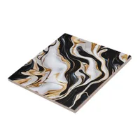 Black, White and Gold Faux Marble Ceramic Tile