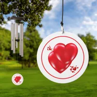 Simple Red Hearts on White Happy Valentine's Day | Wind Chime