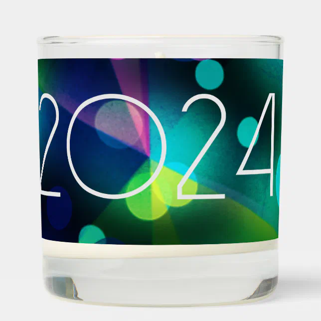 2024 new year with multicolor bubbles scented candle