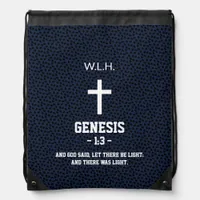 Black Flecks Pattern Bible Chapter Verse Christian Drawstring Bag