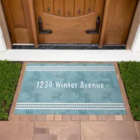 Southwest Deer and Pine Trees Personalized Blue Doormat