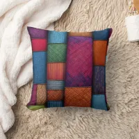 Vibrant textile patterns in vibrant colors throw pillow