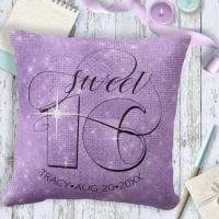 Glitter and Shine Sweet 16 Violet ID675 Throw Pillow