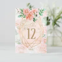 Rose Garden Wedding Table Number Peach ID764