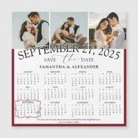 2025 Burgundy Red 3 Photo Calendar Save The Date