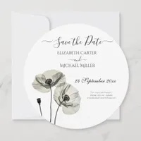 Simple Elegant Minimalism Black and White Poppies Save The Date