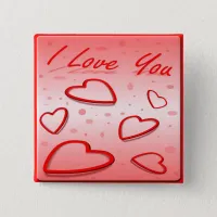 I Love You with Hearts Pink Background Pinback Button