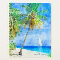 Tropical Island Palm Tree with Sailboat Planner