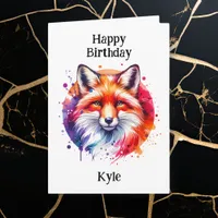 Personalized Fox Themed Birthday for Him Card