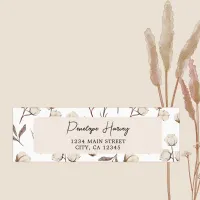 Cotton Greenery Watercolor Modern Pink Return  Label