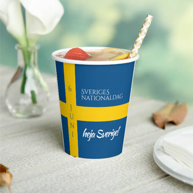 Sveriges Nationaldag Swedish National Day Flag Paper Cups