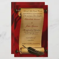 Budget Rustic Scroll Red Wedding Invitation