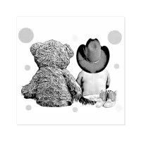 Cowboy Baby and Teddy Bear Baby Shower Rubber Stamp