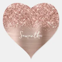 Glittery Rose Gold Glam Name Heart Sticker