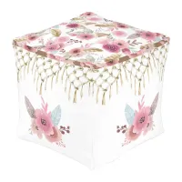 Kayli Macrame Design Print Cube Pouf