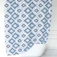 Bohemian Blue Aztec Pattern Shower Curtain