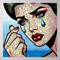 Pretty Pop art Comic Sad Woman with Tears Poster