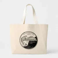 Faux Washington State Quarter Large Tote Bag