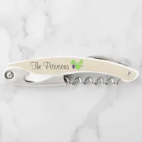 Personalized Purple Grapes~Green Grapevine Leaves Waiter's Corkscrew