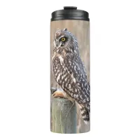 Short-Eared Owl with Vole Thermal Tumbler