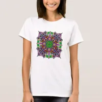 Pretty Colorful Dragonfly and Flowers Mandala  T-Shirt