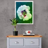 White rose with dark heart - oil paint photo print