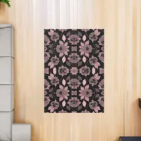 Elegant pink on black lace in vintage style  rug