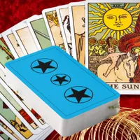 Classic Black Pentagram Stars Sky Blue Tarot Cards