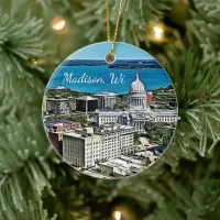 Madison, Wisconsin Photography Christmas Holiday Ceramic Ornament