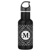 Geometric Pattern Monogram Black and White ID149 Water Bottle