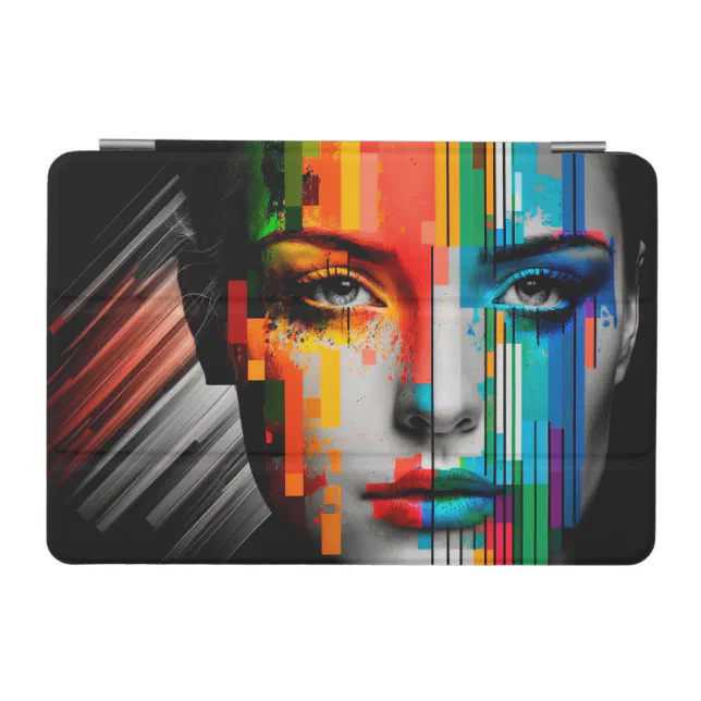 Woman's Face Color Strips Portrait iPad Mini Cover